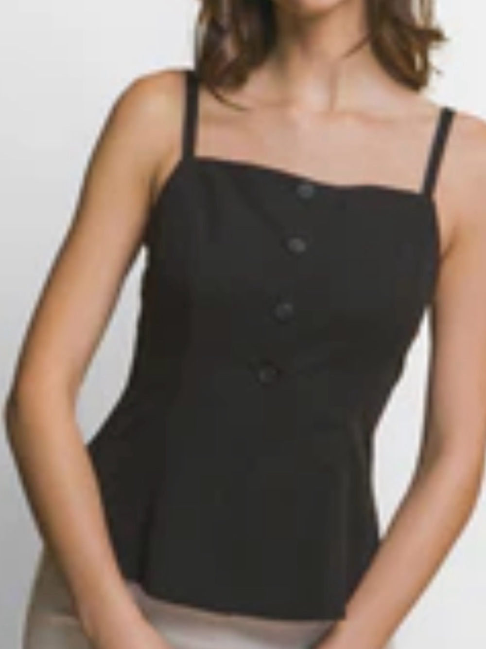 Unique Vintage Black Button Front Split Hem Tank Top